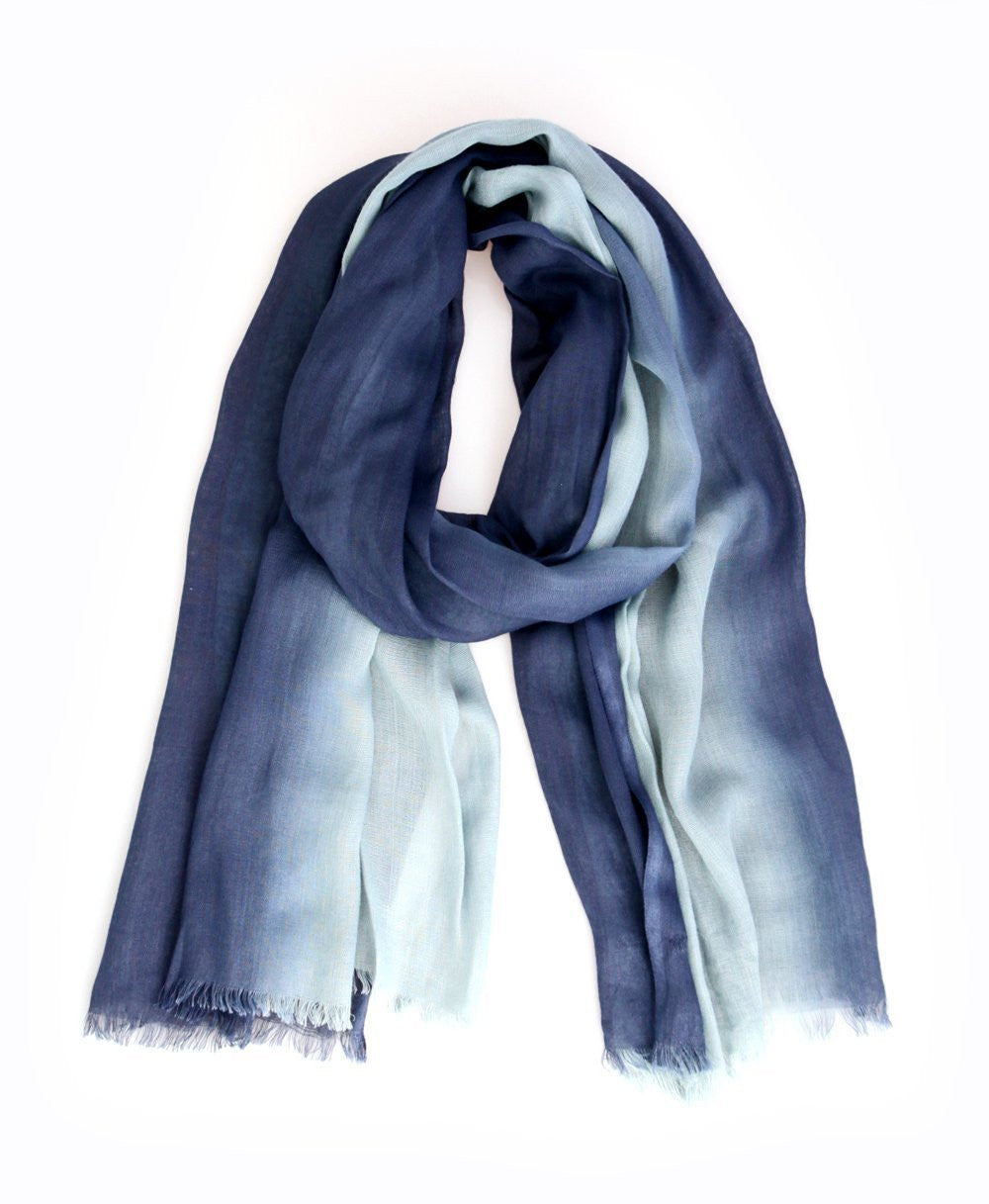 Anika Dali Women's Serenity Ocean Blue Ombre Silky Soft Fashion Scarf