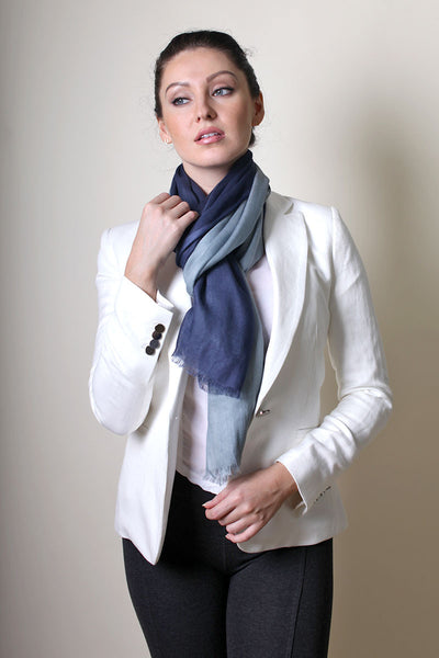 Anika Dali Women's Serenity Ocean Blue Ombre Silky Soft Fashion Scarf