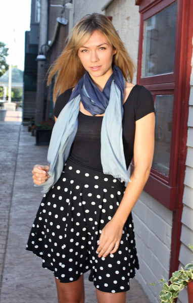 Anika Dali Women's Serenity Ocean Blue Ombre Silky Soft Fashion Scarf