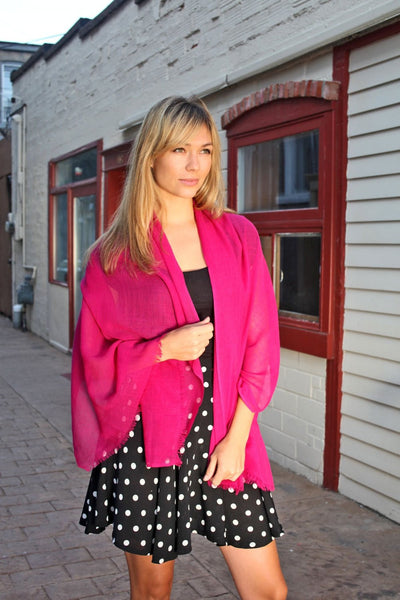 Anika Dali Fuchsia Bon-bon Fine Wool Women's Scarf Wrap