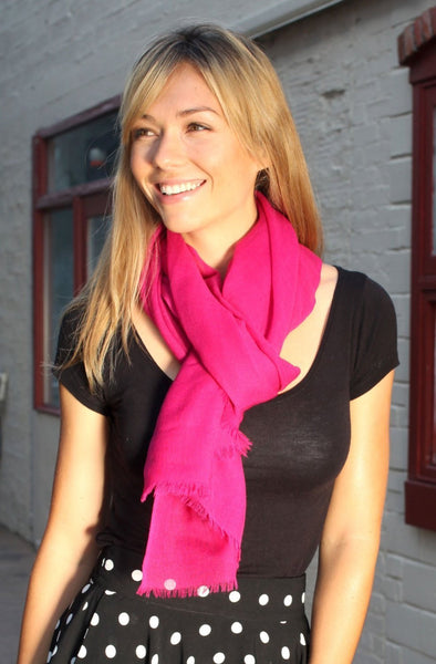 Anika Dali Fuchsia Bon-bon Fine Wool Women's Scarf Wrap