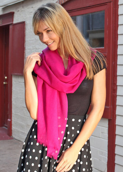 Anika Dali Fuchsia Bon-bon Fine Wool Women's Scarf Wrap