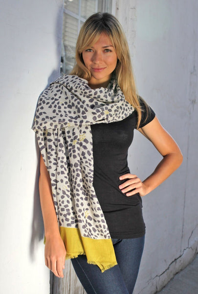 Women's Joy Floral & Animal Print Cotton Scarf - Anika Dali