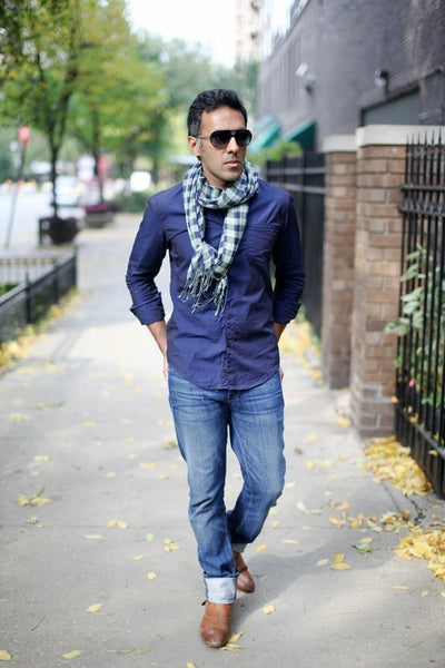 Men's Classic Cambridge Checkered Plaid Scarf - www.AnikaDali.com #ANIKADALI