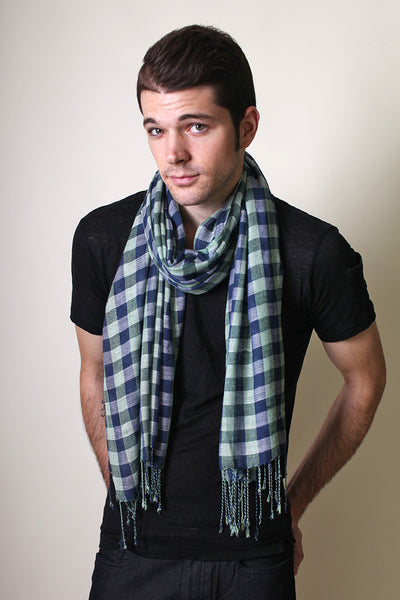 Men's Classic Cambridge Checkered Plaid Scarf - www.AnikaDali.com #ANIKADALI