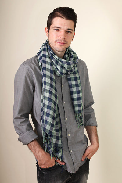 Men's Classic Cambridge Checkered Plaid Scarf - www.AnikaDali.com #ANIKADALI
