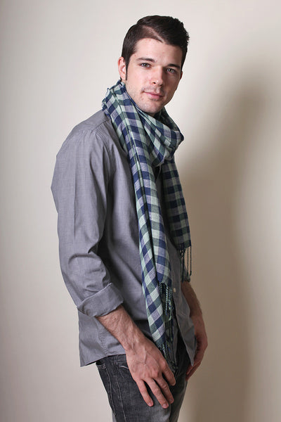 Men's Classic Cambridge Checkered Plaid Scarf - www.AnikaDali.com #ANIKADALI