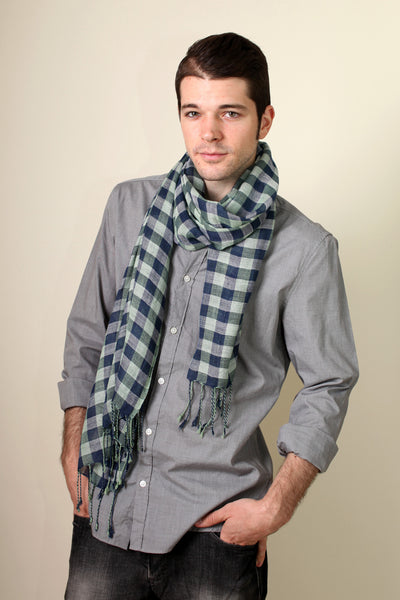 Men's Classic Cambridge Checkered Plaid Scarf - www.AnikaDali.com #ANIKADALI