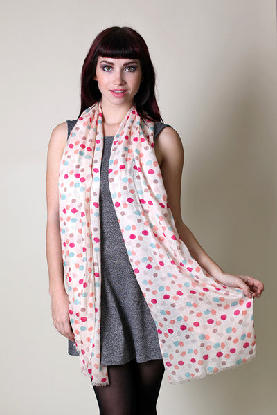 Women's Pretty Colorful Rainbow Polka Dots Scarf / Shawl / Wrap - Anika Dali 