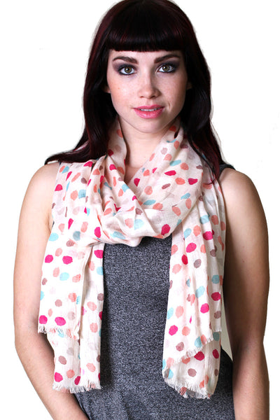 Women's Pretty Colorful Rainbow Polka Dots Scarf / Shawl / Wrap - Anika Dali 