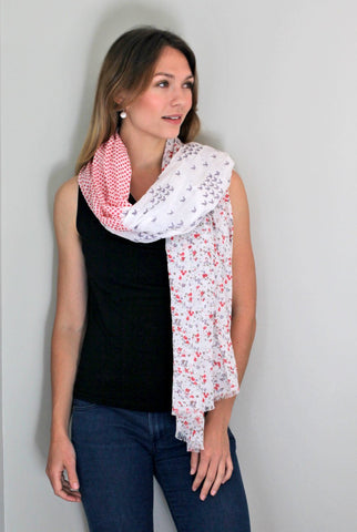 Anika Dali Women's Nora Polka Dot Birds and Floral Scarf Wrap 