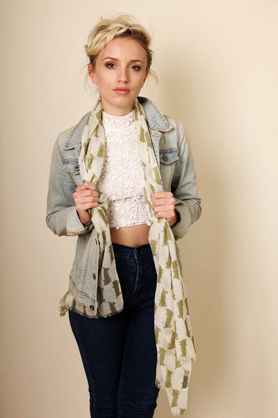 Anika Dali Hot Cat Fine Wool Women's Green Fashion Scarf