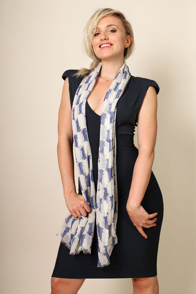 Anika Dali Hot Cat Blue Fine Wool Women's Fashion Scarf