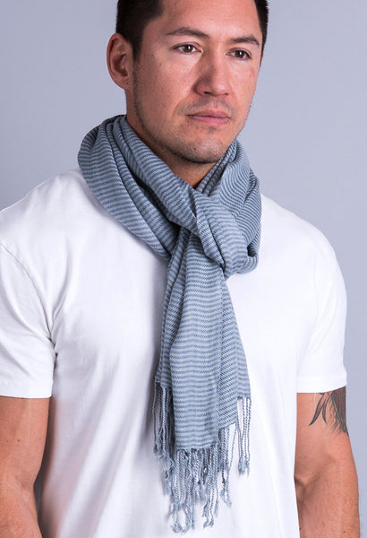 Anika Dali Men's Classic City Gray Stripe Scarf