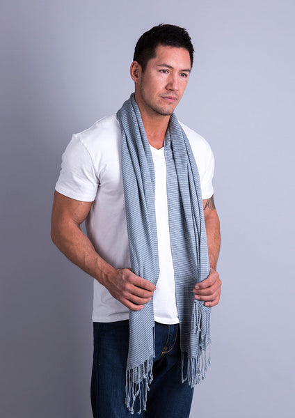 Anika Dali Men's Classic City Gray Stripe Scarf