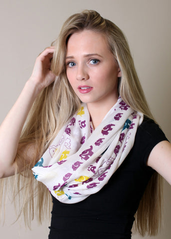 Anika Dali Women's Jolly Elephant Hand-printed Infinity Scarf