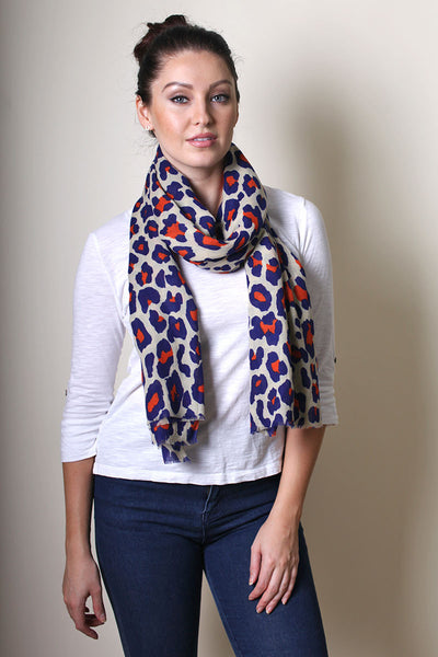 Women's Lucia Leopard Animal Print Scarf Shawl- Anika Dali