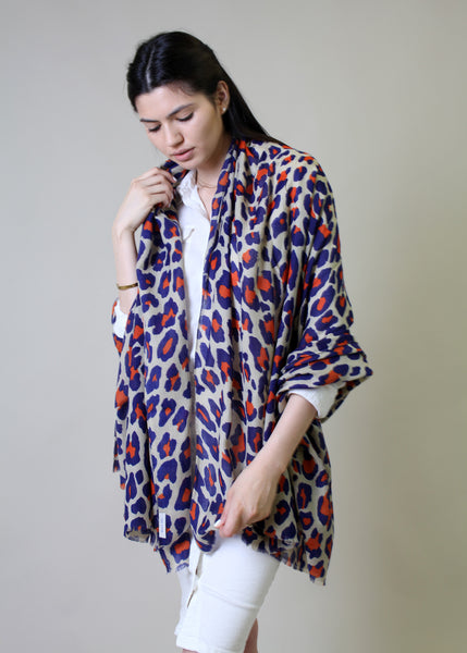 Women's Lucia Leopard Animal Print Scarf Shawl- Anika Dali