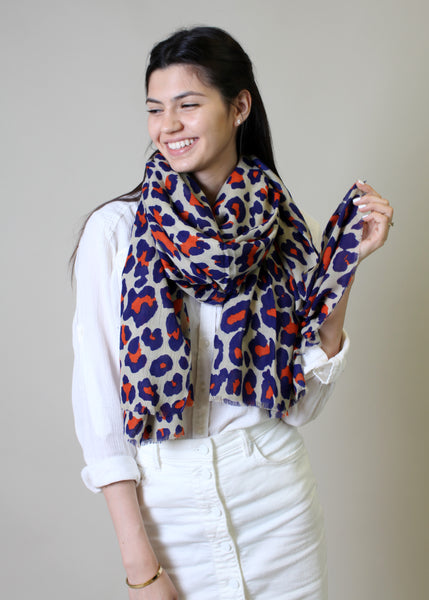 Women's Lucia Leopard Animal Print Scarf Shawl- Anika Dali