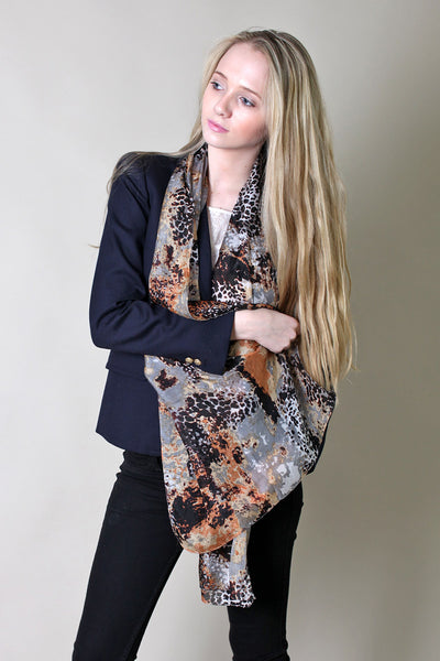 Women's Rachel Animal Print Fine Silk Fashion Scarf- Anika Dali