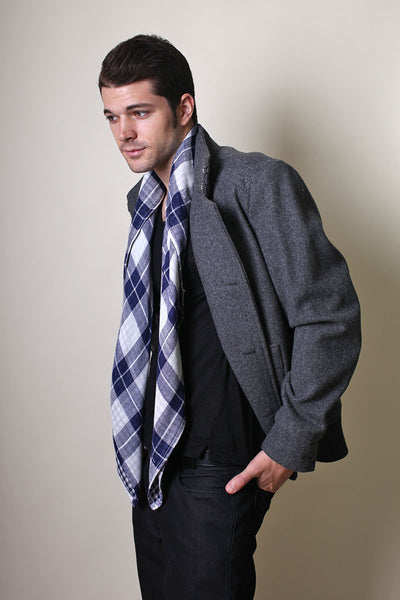 Men's Manchester Reversible Checkered Square Cotton Scarf - ANIKA DALI