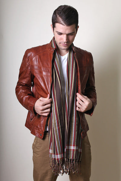 Anika Dali Men's George Modern Stripe Cotton Scarf