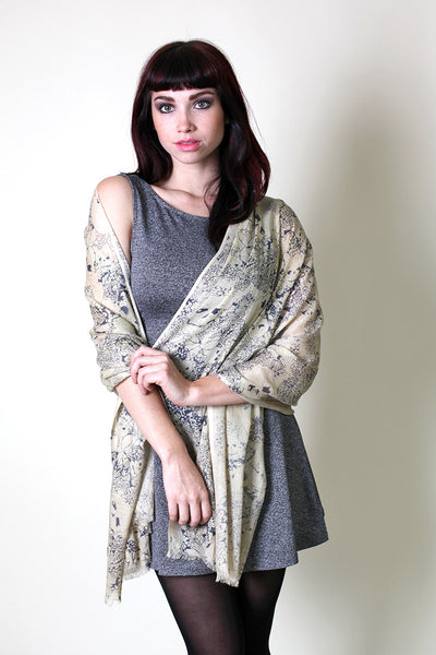 Anika Dali Women's Skulls Sketch Print Fashion Scarf Shawl Wrap