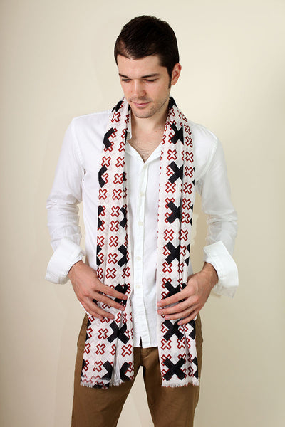 Anika Dali Men's Cross Pattern Rugged Natural Cotton Fashion Scarf