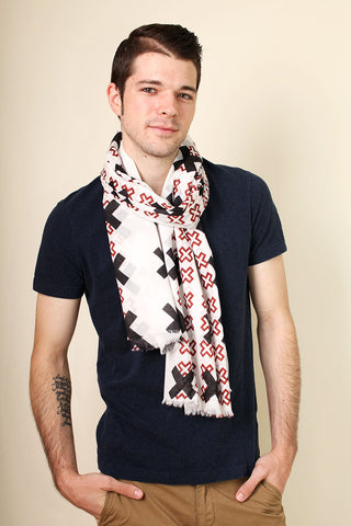 Anika Dali Men's Cross Pattern Rugged Natural Cotton Fashion Scarf