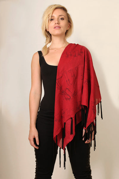 Anika Dali Monkey Loves Camel Fringe Square Scarf -www.AnikaDali.com