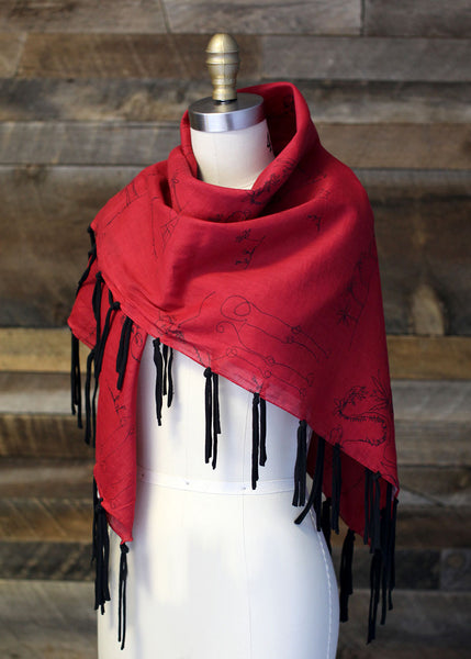 Anika Dali Monkey Loves Camel Fringe Square Scarf -www.AnikaDali.com