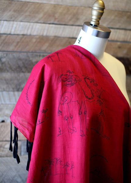 Anika Dali Monkey Loves Camel Fringe Square Scarf -www.AnikaDali.com