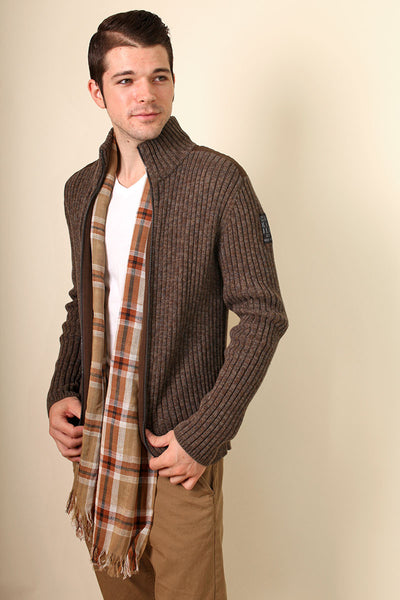 Men's Brown Check Soft Cotton Fashion Scarf - Anika Dali