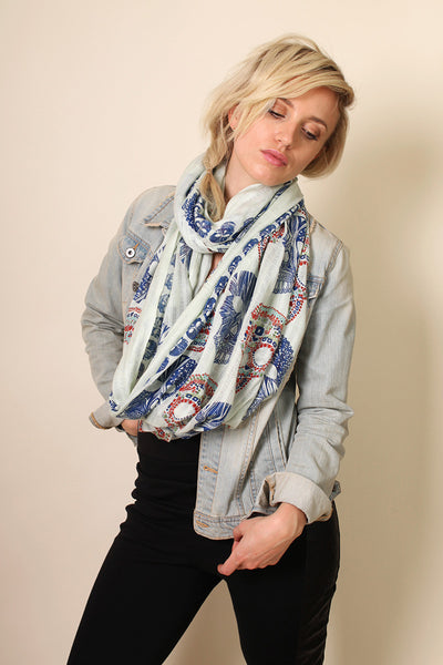 Anika Dali Women's Vivian Exotic Sugar Skull Infinity Scarf -www.AnikaDali.com #ANIKADALI