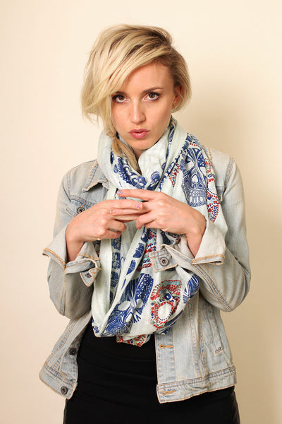 Anika Dali Women's Vivian Exotic Sugar Skull Infinity Scarf -www.AnikaDali.com #ANIKADALI