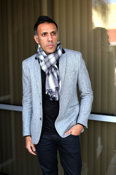 Anika Dali Men's Milan Checkered Soft Wool Scarf