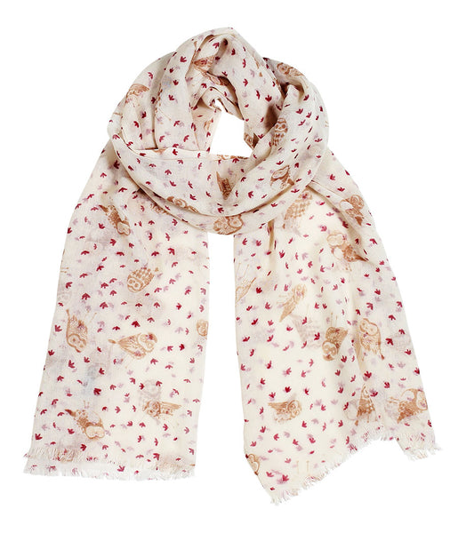 Anika Dali Cute Owl Bird Soft Lightweight Wool Scarf Shawl