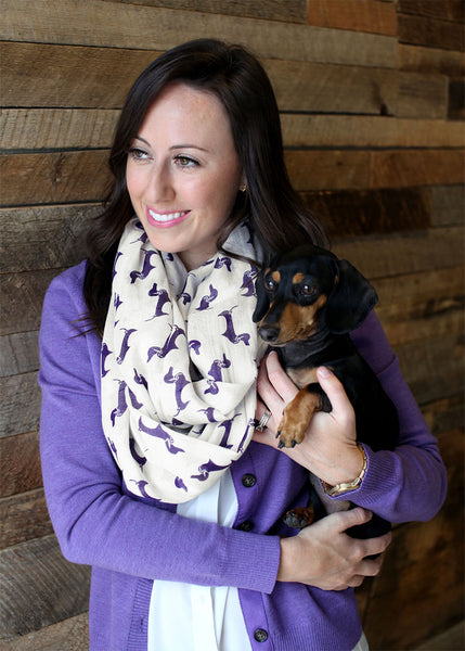 Women's Dachshund Doxie Dog Infinity Circle Loop Scarf - Anika Dali