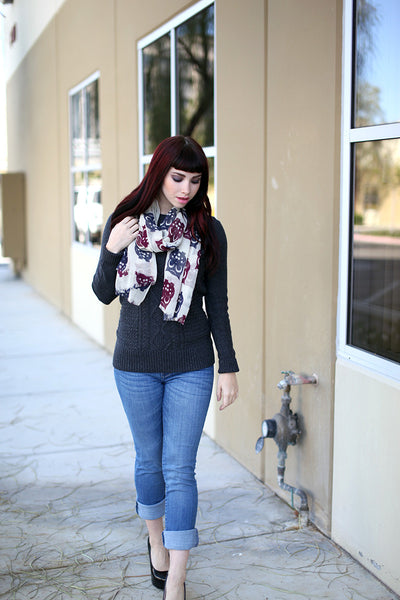 Anika Dali Women's Happy Humble Cute Owl Soft Wool Women's Scarf / Shawl / Wrap 