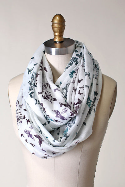 Women's Birds and Butterfly Infinity Scarf - www.AnikaDali.com #ANIKADALI