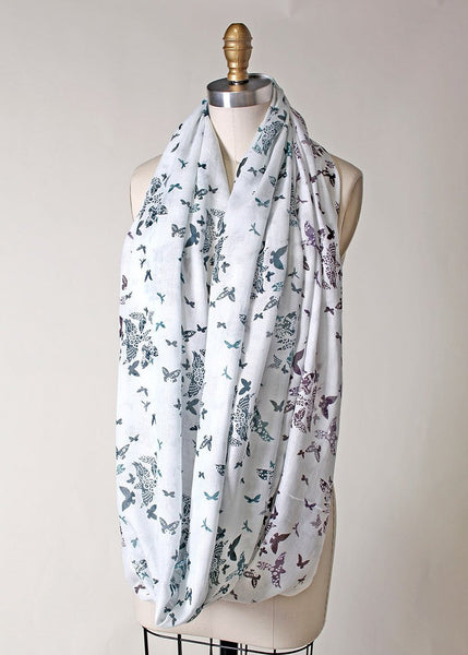 Anika Dali Women's Birds and Butterfly Infinity Scarf -www.AnikaDali.com