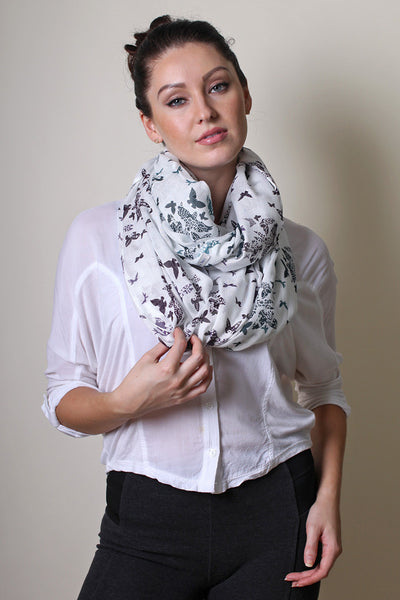 Women's Birds and Butterfly Infinity Scarf - www.AnikaDali.com #ANIKADALI