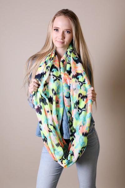 Women's Abstract Colorful Aztec Heart Infinity Circle Loop Scarf / Sarong Wraps / Shoulder Wraps - www.AnikaDali.com #AnikaDali