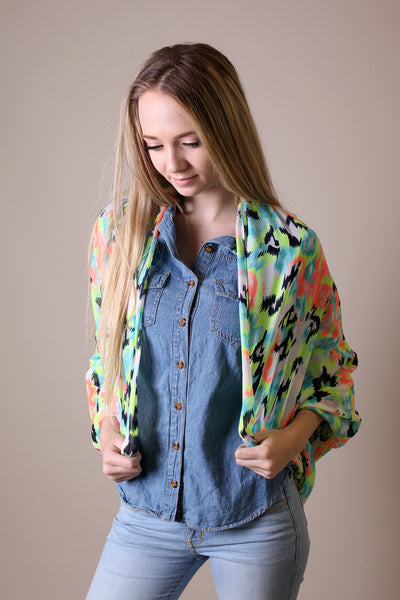 Women's Abstract Colorful Aztec Heart Infinity Circle Loop Scarf / Sarong Wraps / Shoulder Wraps - www.AnikaDali.com #AnikaDali