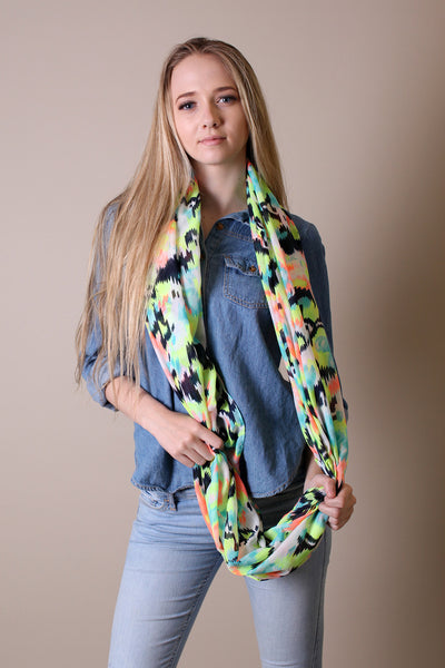 Women's Abstract Colorful Aztec Heart Infinity Circle Loop Scarf / Sarong Wraps / Shoulder Wraps - www.AnikaDali.com #AnikaDali