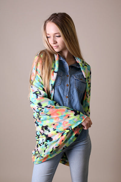 Women's Abstract Colorful Aztec Heart Infinity Circle Loop Scarf / Sarong Wraps / Shoulder Wraps - www.AnikaDali.com #AnikaDali