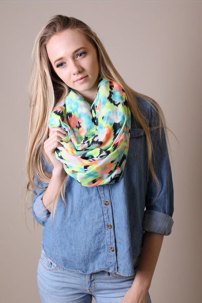 Women's Abstract Colorful Aztec Heart Infinity Circle Loop Scarf / Sarong Wraps / Shoulder Wraps - www.AnikaDali.com #AnikaDali