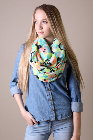 Women's Abstract Colorful Aztec Heart Infinity Circle Loop Scarf / Sarong Wraps / Shoulder Wraps - www.AnikaDali.com #AnikaDali