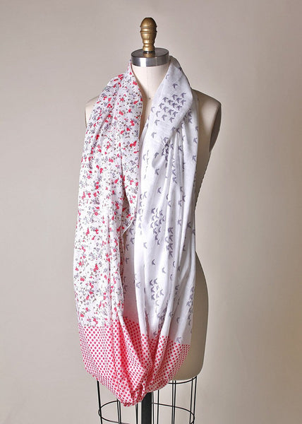 Anika Dali Women's Nora Mixed Floral Birds Polka Infinity Scarf - www.AnikaDali.com