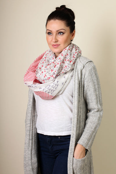 Anika Dali Women's Nora Mixed Floral Birds Polka Infinity Scarf - www.AnikaDali.com